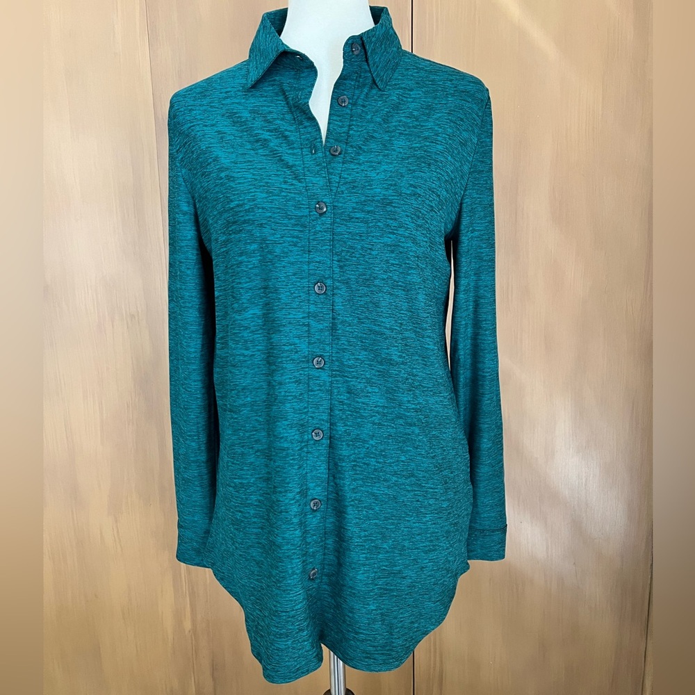 Lands’ End knit button down tunic shirt.